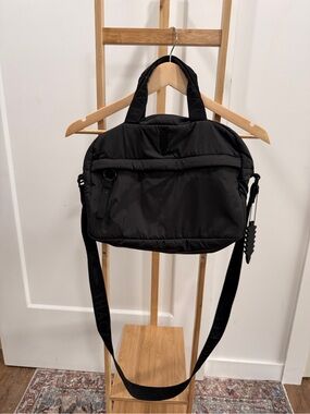Black Nylon Women's Crossbody Bag with Top Handles